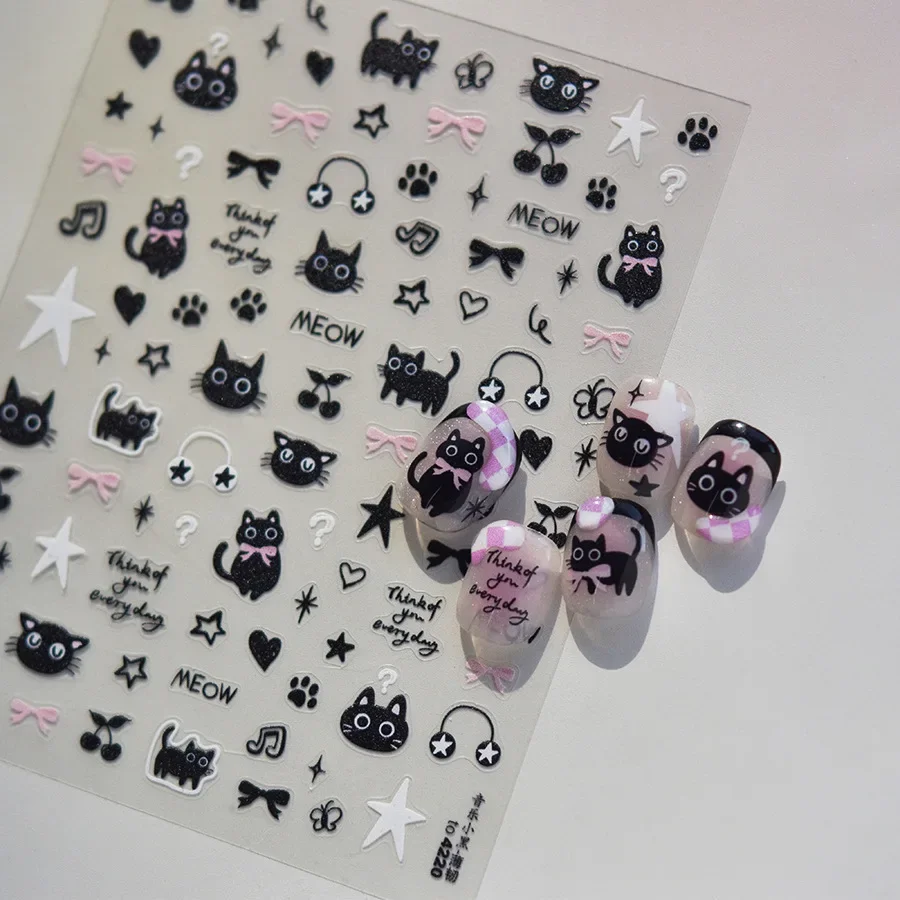 Cute Black Cat Kitten Nail Sti - Anime Merchandise Nepal ulasan dan harga