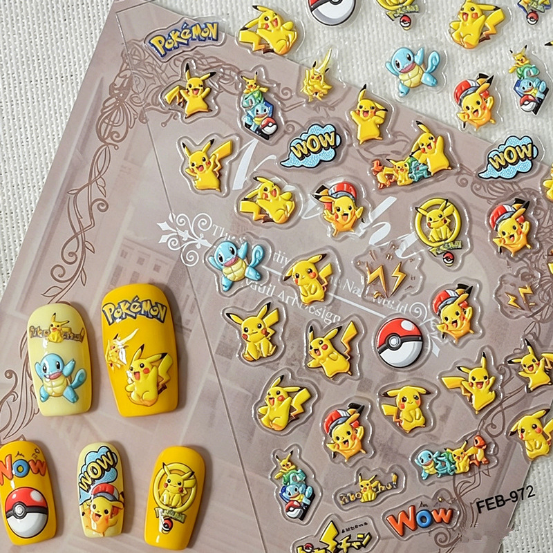 Cartoon Anime Pikachu Nail Art - Anime Merchandise Nepal ulasan dan harga