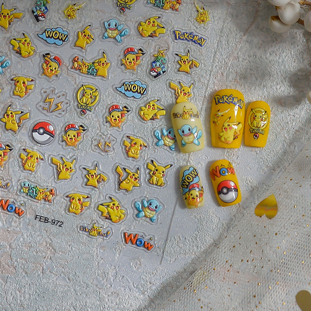 Cartoon Anime Pikachu Nail Art - Anime Merchandise Nepal ulasan dan harga