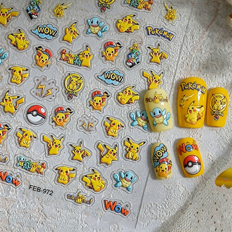 Cartoon Anime Pikachu Nail Art - Anime Merchandise Nepal ulasan dan harga